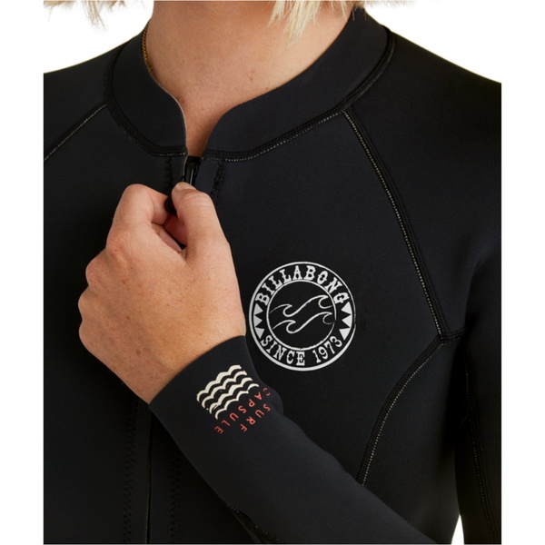 2026 Billabong Womens Salty Dayz Natural 2mm Front Zip Springsuit Wetsuit ABJW400132 - Black